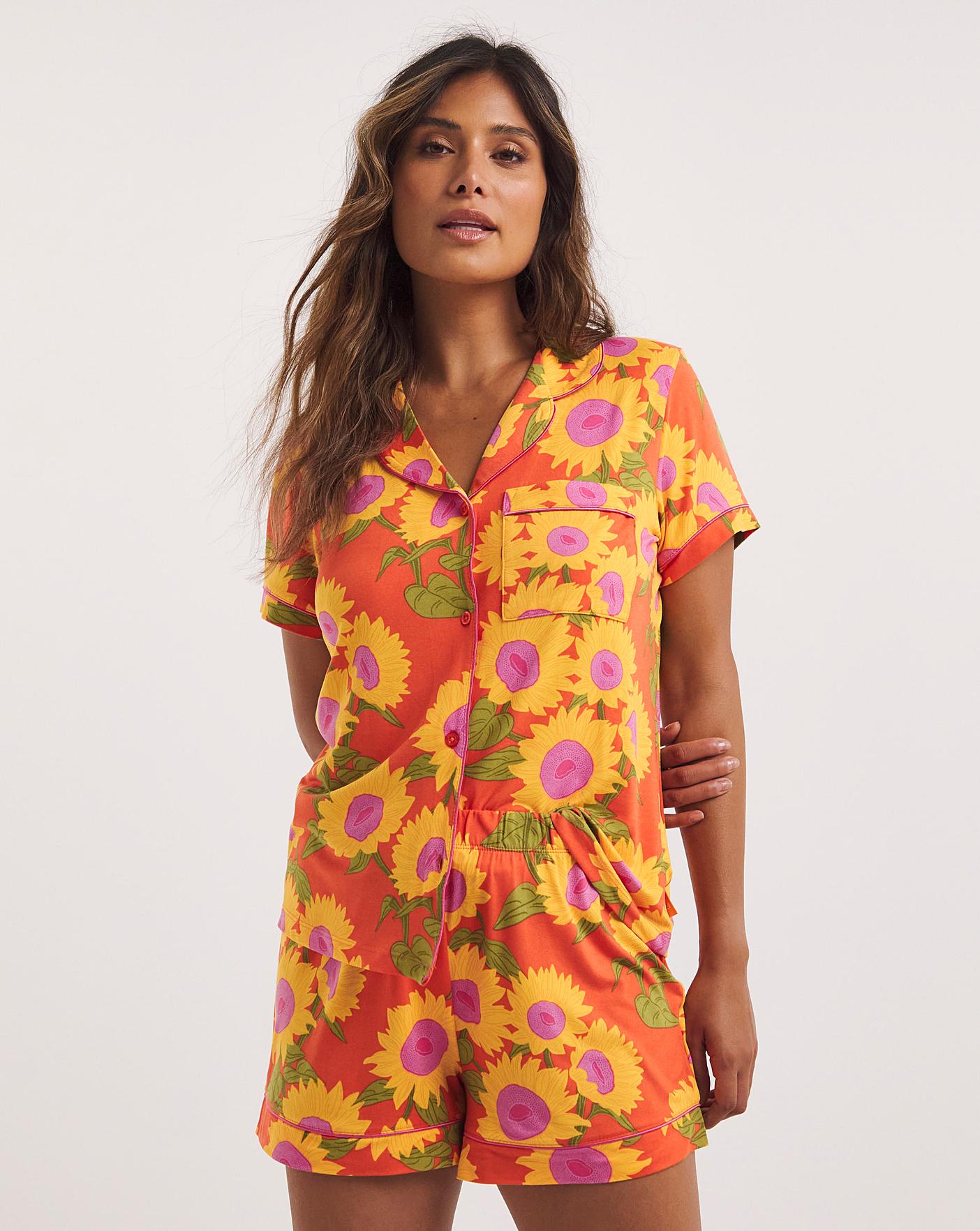 Chelsea Peers Sunflower Revere Short Pyjama Set| Orange Print