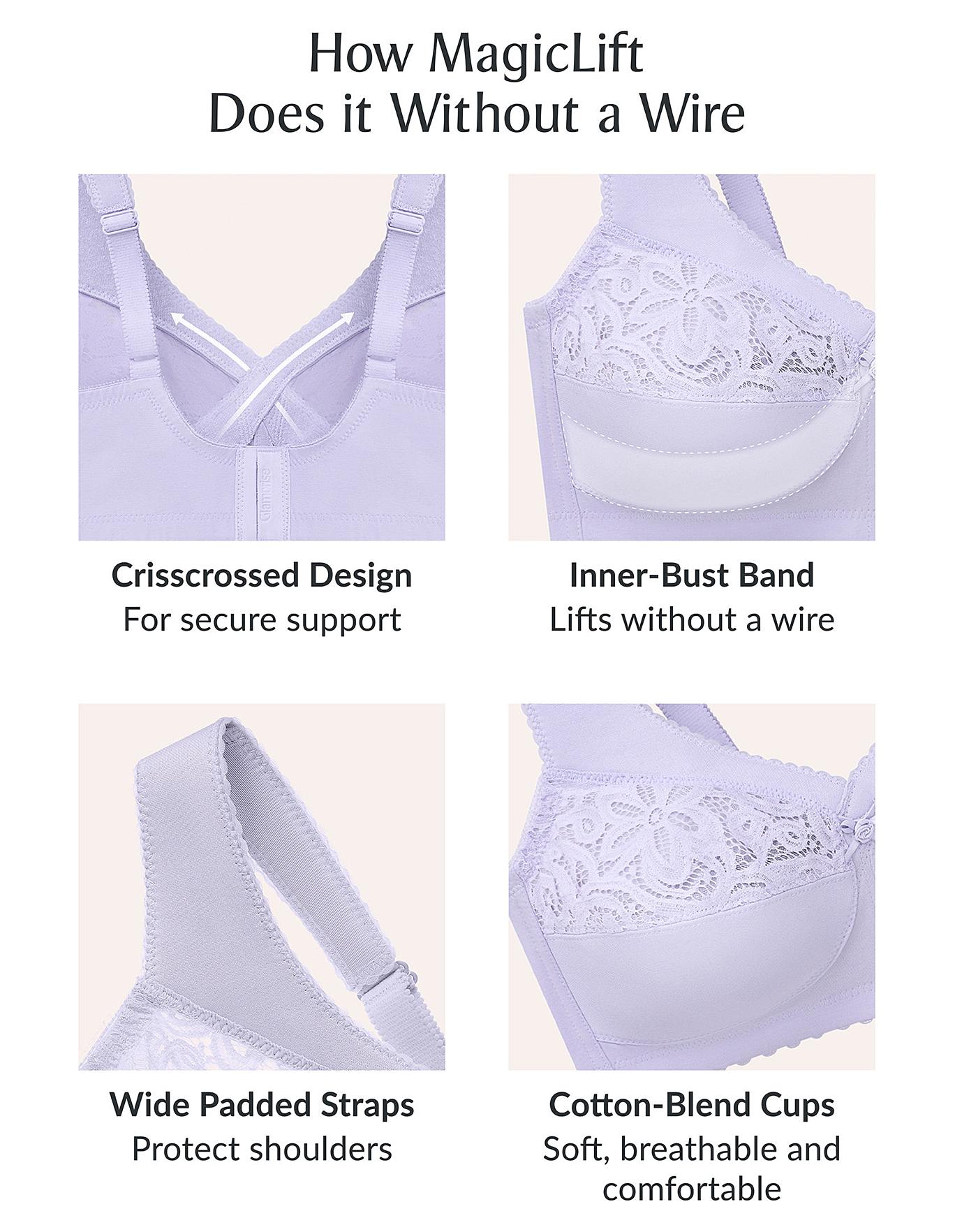  Glamorise Plus Size MagicLift Cotton Support Bra 1001| Lilac