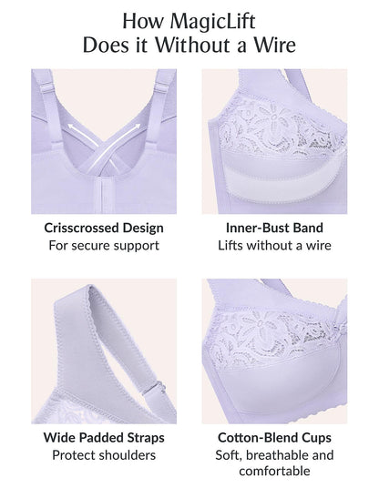  Glamorise Plus Size MagicLift Cotton Support Bra 1001| Lilac