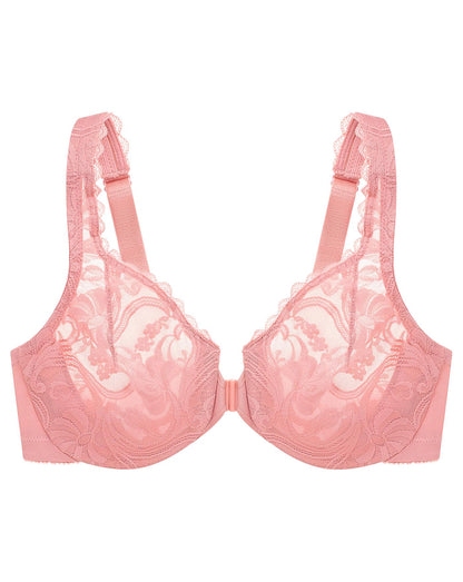  Glamorise Plus Size WonderWire Lace Front-Closure 9245| Brandied Apricot
