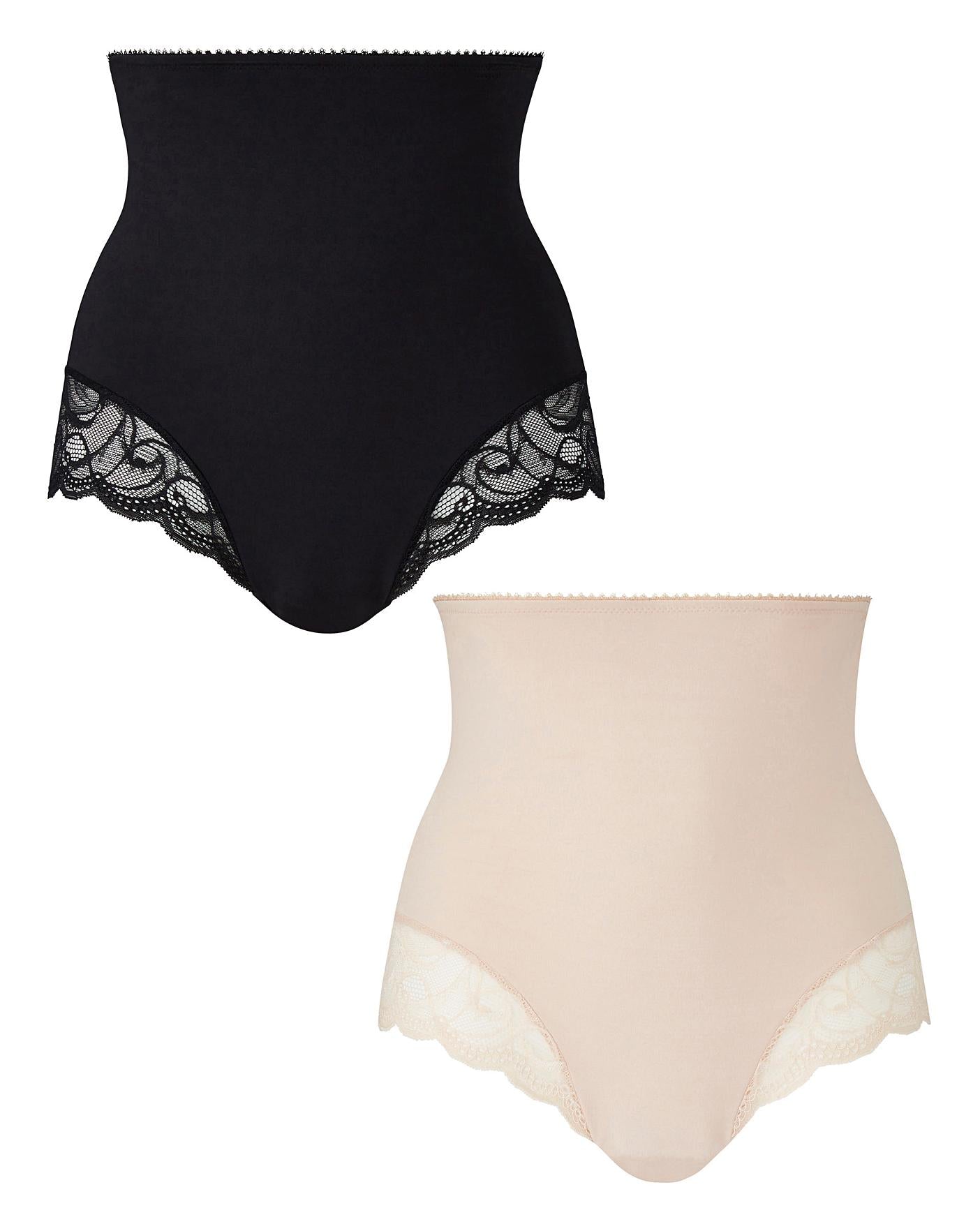  MAGISCULPT 2 Pack Firm Control High Waist Lace Briefs Black/Blush| Black/Blush