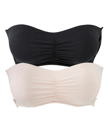  MAGISCULPT 2 Pack Black/Blush Smoothing Padded Bandeau Bras A-DD| Black/Blush