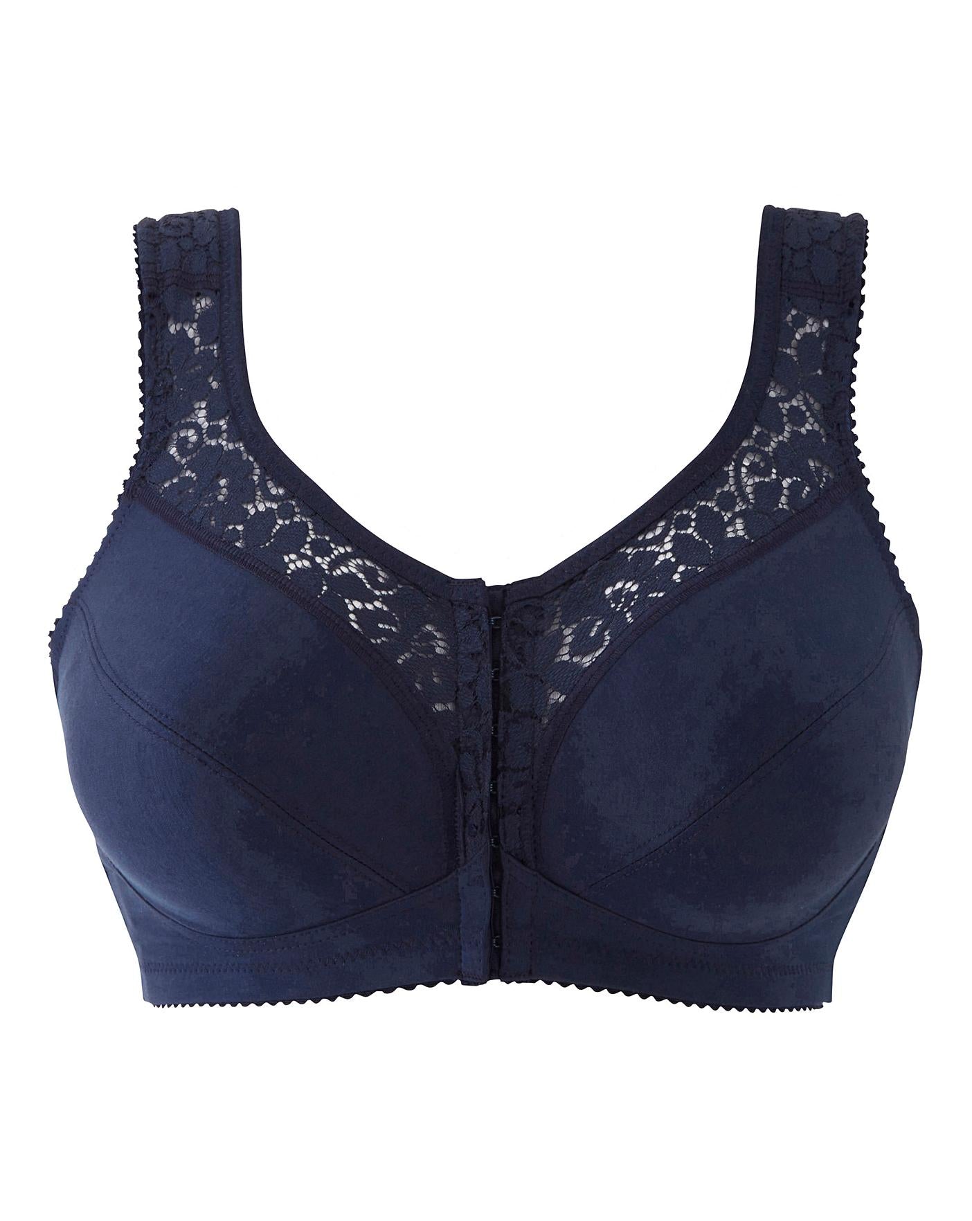  Miss Mary Cotton Lace F/Fastening Comfort Bra| Dark Blue