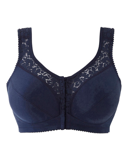  Miss Mary Cotton Lace F/Fastening Comfort Bra| Dark Blue