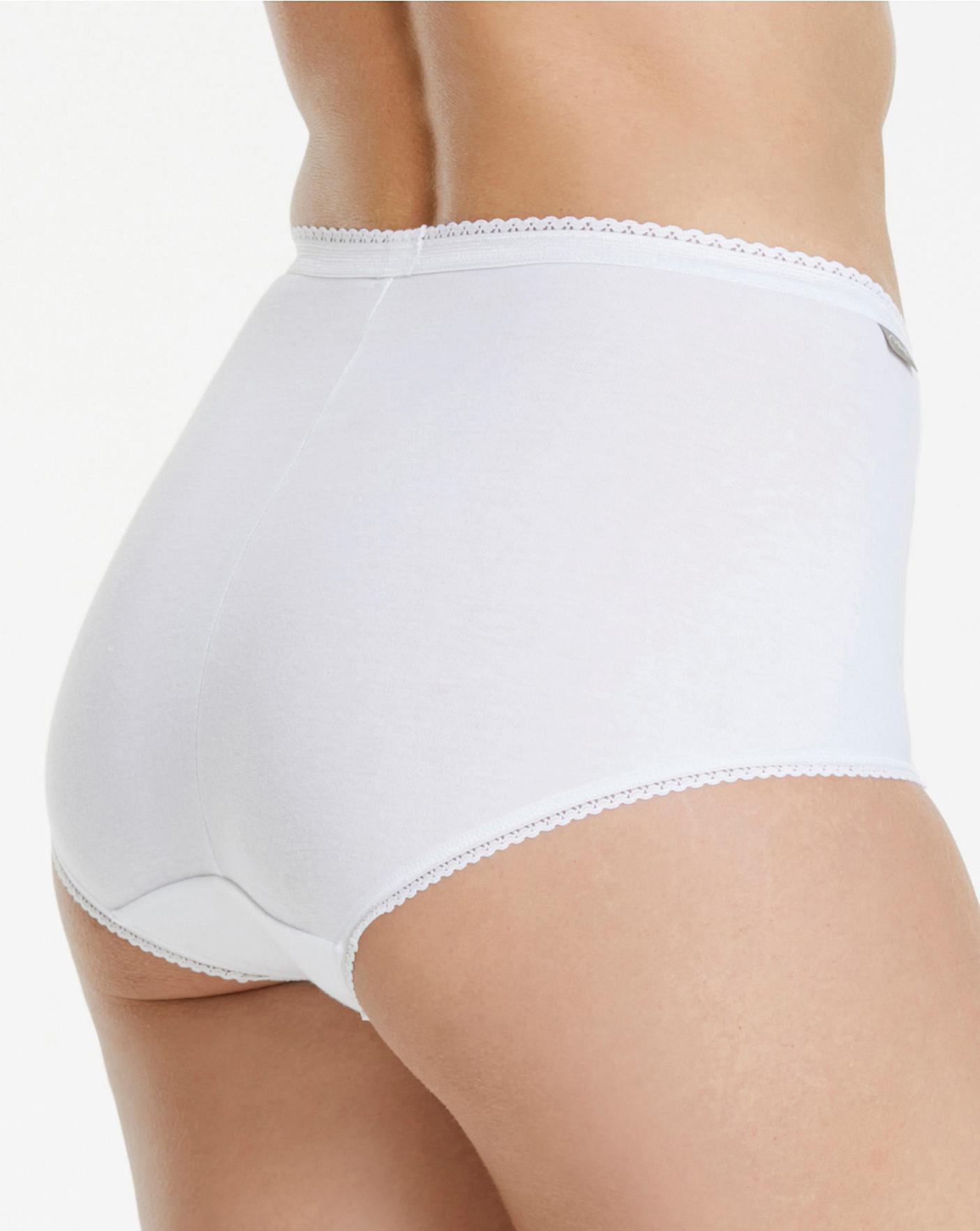  Playtex Cotton & Lace 3 Pack Maxi Briefs| White