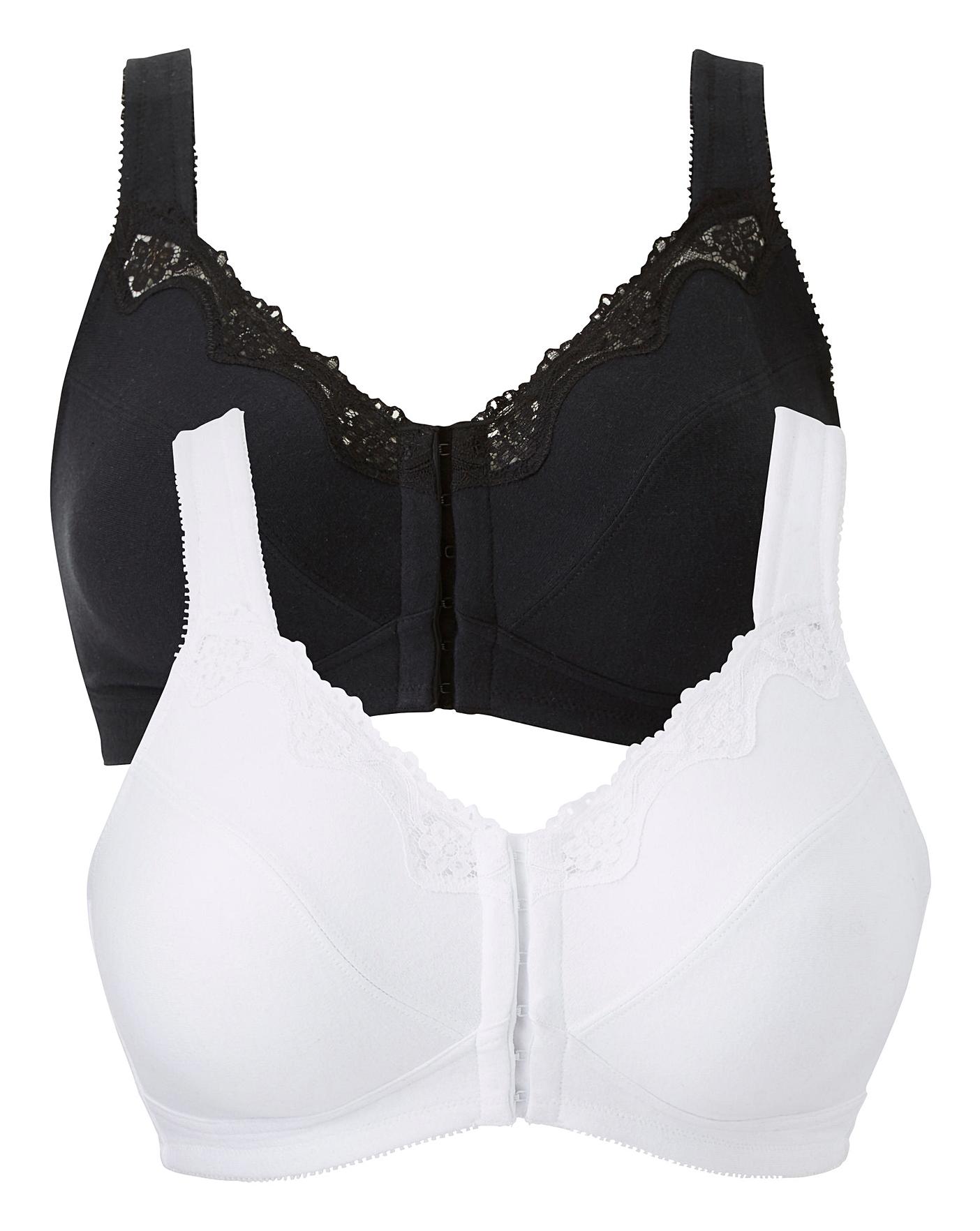  2 Pack Sarah White/Black Back Support Bras| White/Black
