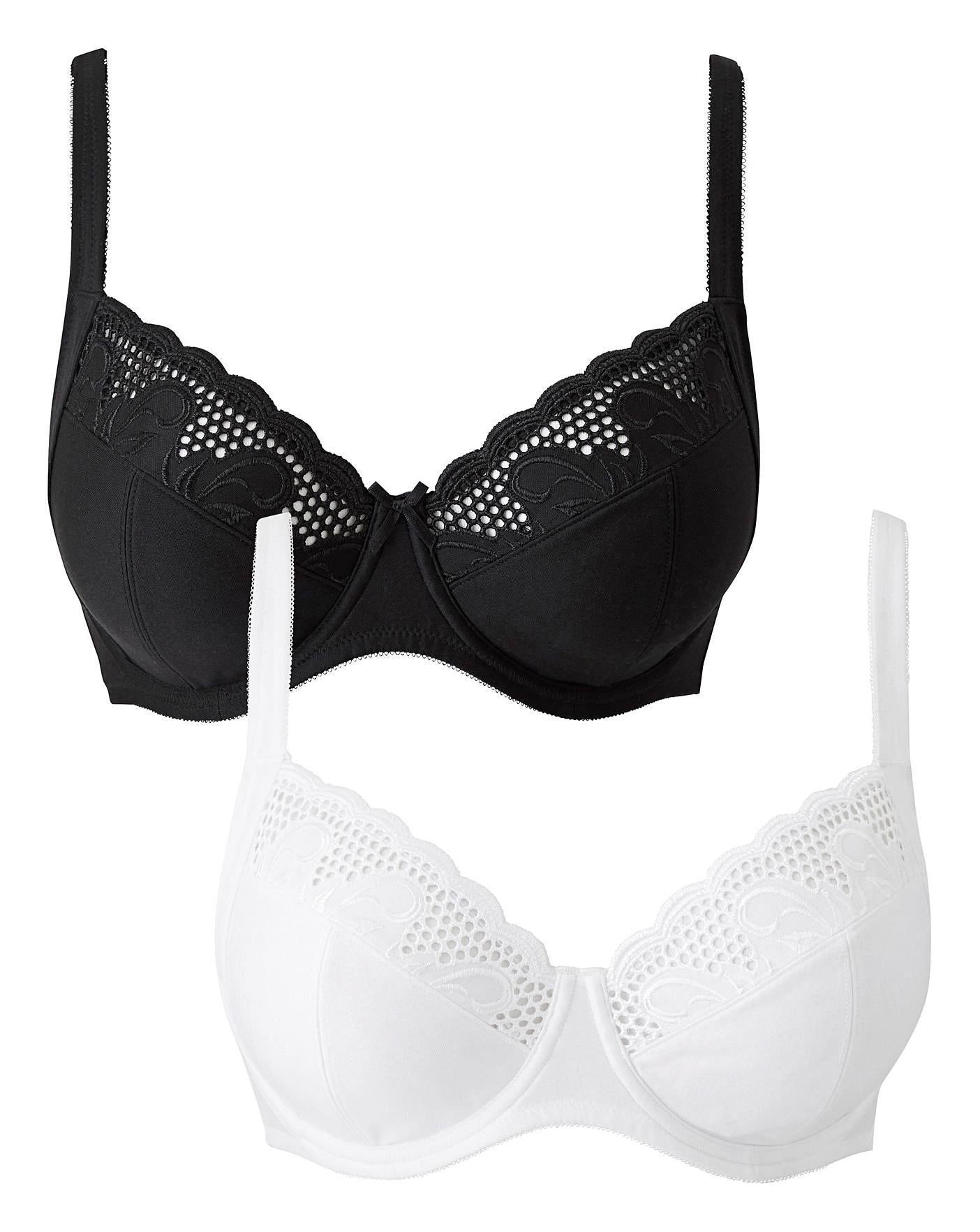  2 Pack Elana Black/White Full Cup Bras| Black/White