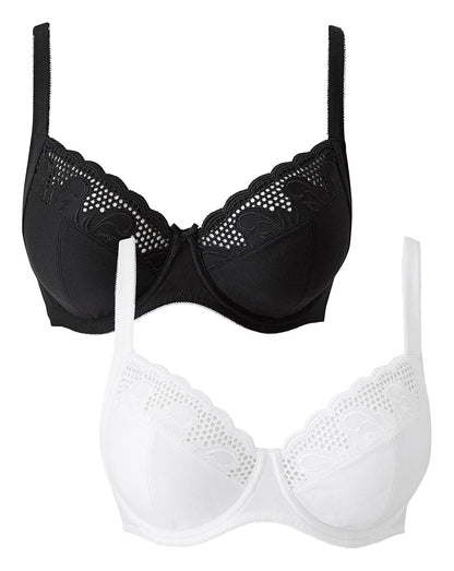  2 Pack Elana Black/White Full Cup Bras| Black/White