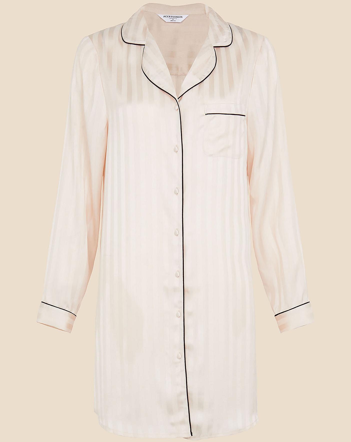  Accessorize Jacquard Satin Nightshirt| Pink