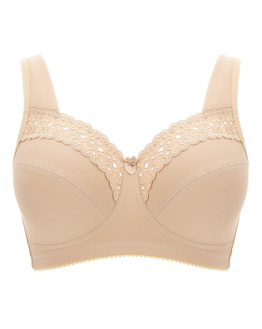  Miss Mary Broderie Anglais Cotton Non Wired Bra| Skin Tone