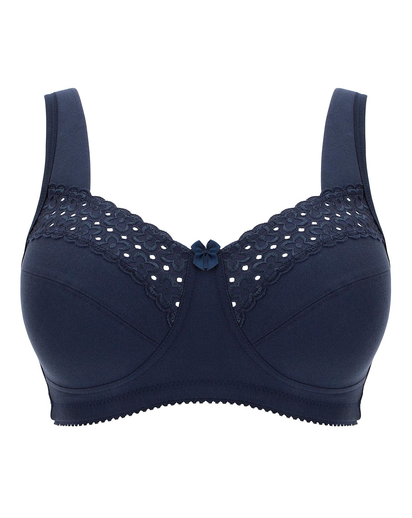  Miss Mary Broderie Anglais Cotton Non Wired Bra| Dark Blue