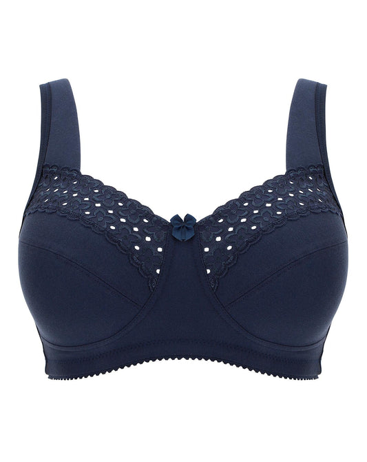  Miss Mary Broderie Anglais Cotton Non Wired Bra| Dark Blue
