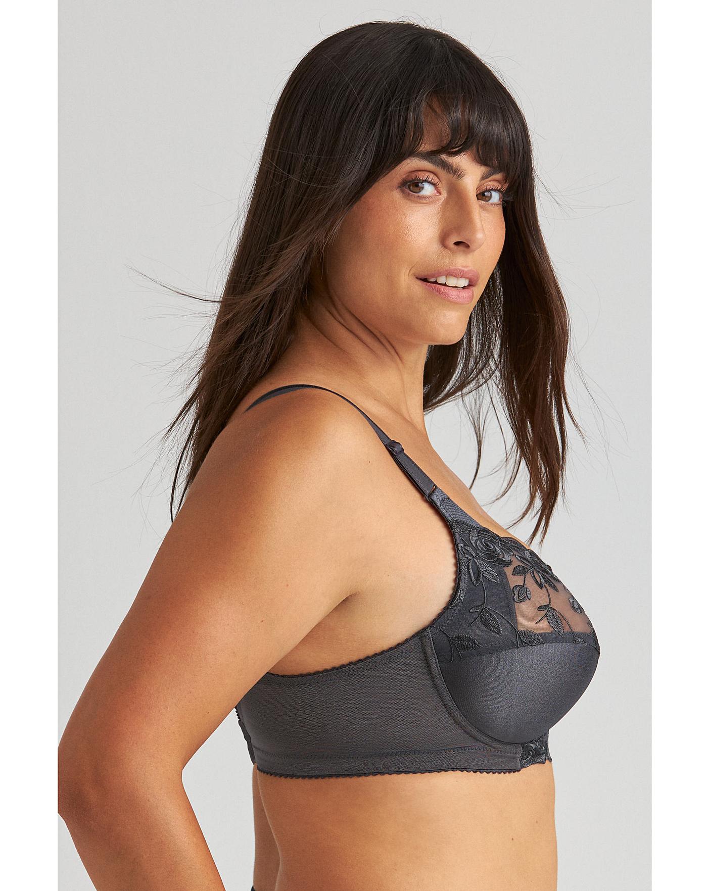  Miss Mary Of Sweden Rose Embroidered Wired Bra| Dark Grey