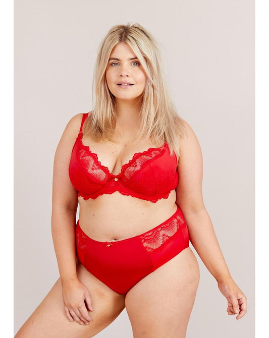  Oola Fan Lace High Waist Knicker| Red