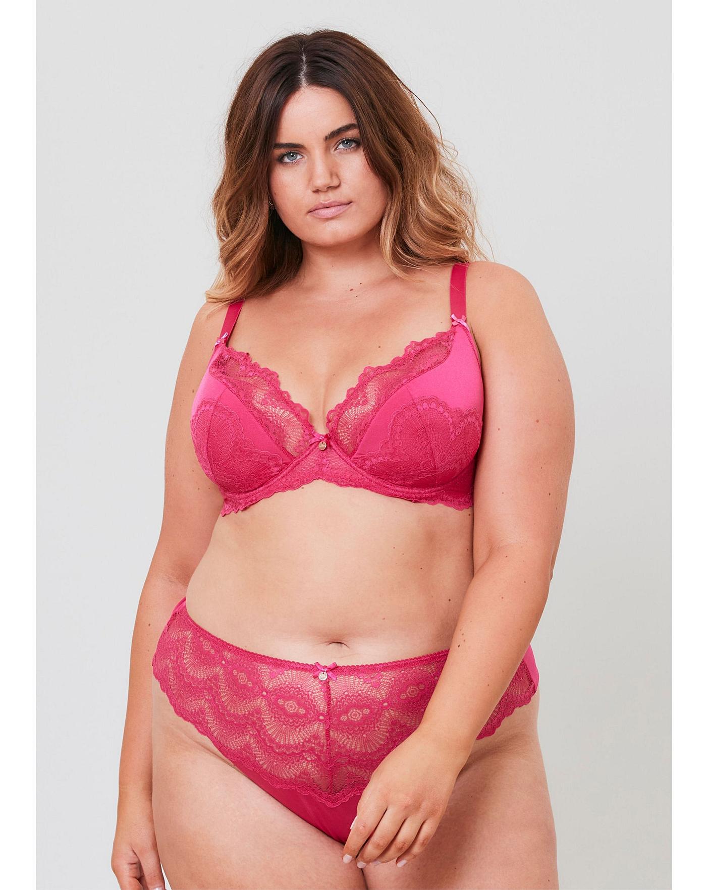  Oola Fan Lace Half Pad Bra| Bright Pink
