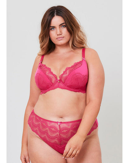  Oola Fan Lace Half Pad Bra| Bright Pink