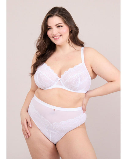  Oola Lace And Logo High Waist Knicker| White