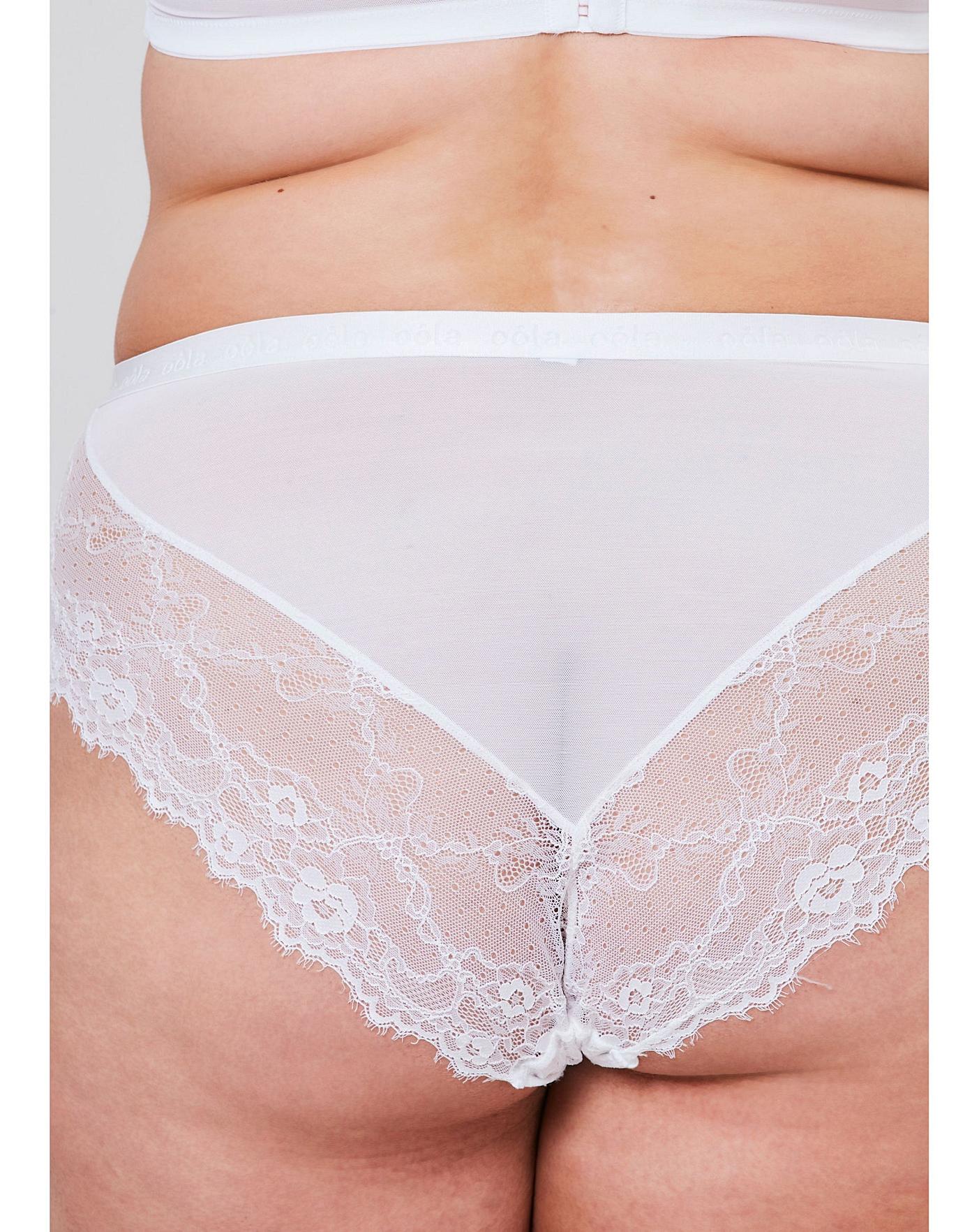  Oola Lace And Logo High Waist Knicker| White