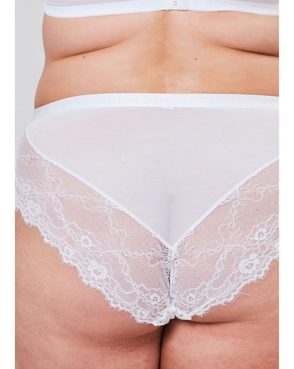  Oola Lace And Logo High Waist Knicker| White
