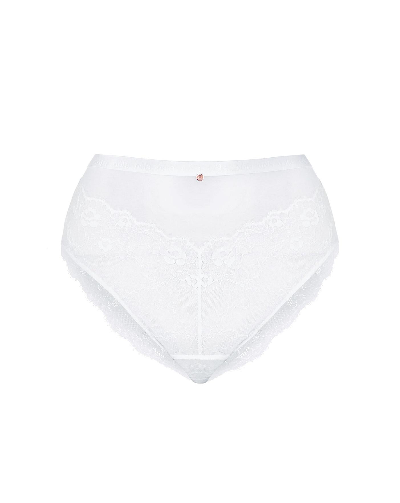  Oola Lace And Logo High Waist Knicker| White