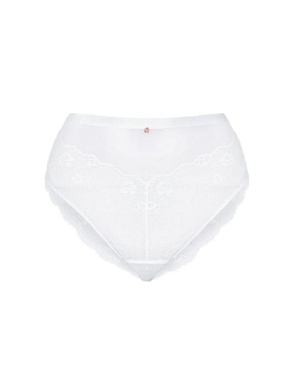  Oola Lace And Logo High Waist Knicker| White
