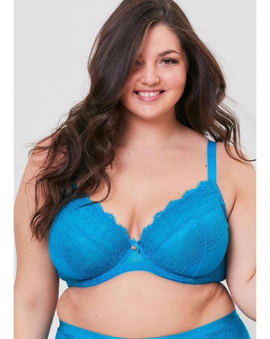  Oola Lace And Logo Underwired Bra| Teal