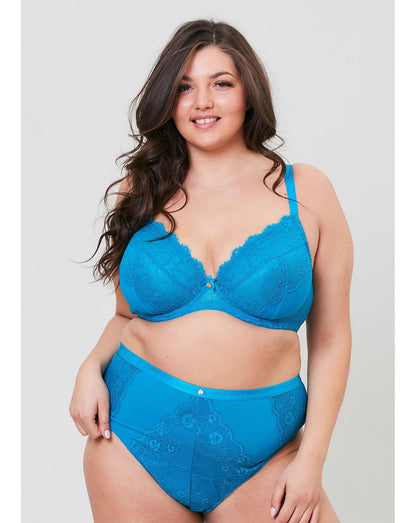  Oola Lace And Logo Underwired Bra| Teal