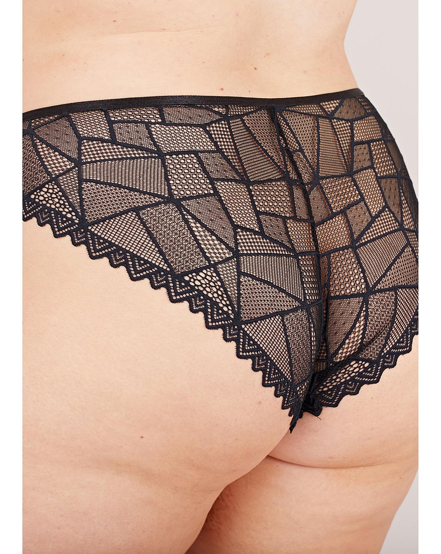  Oola Lace Cheekie Knicker 2 Pair Pack| Black