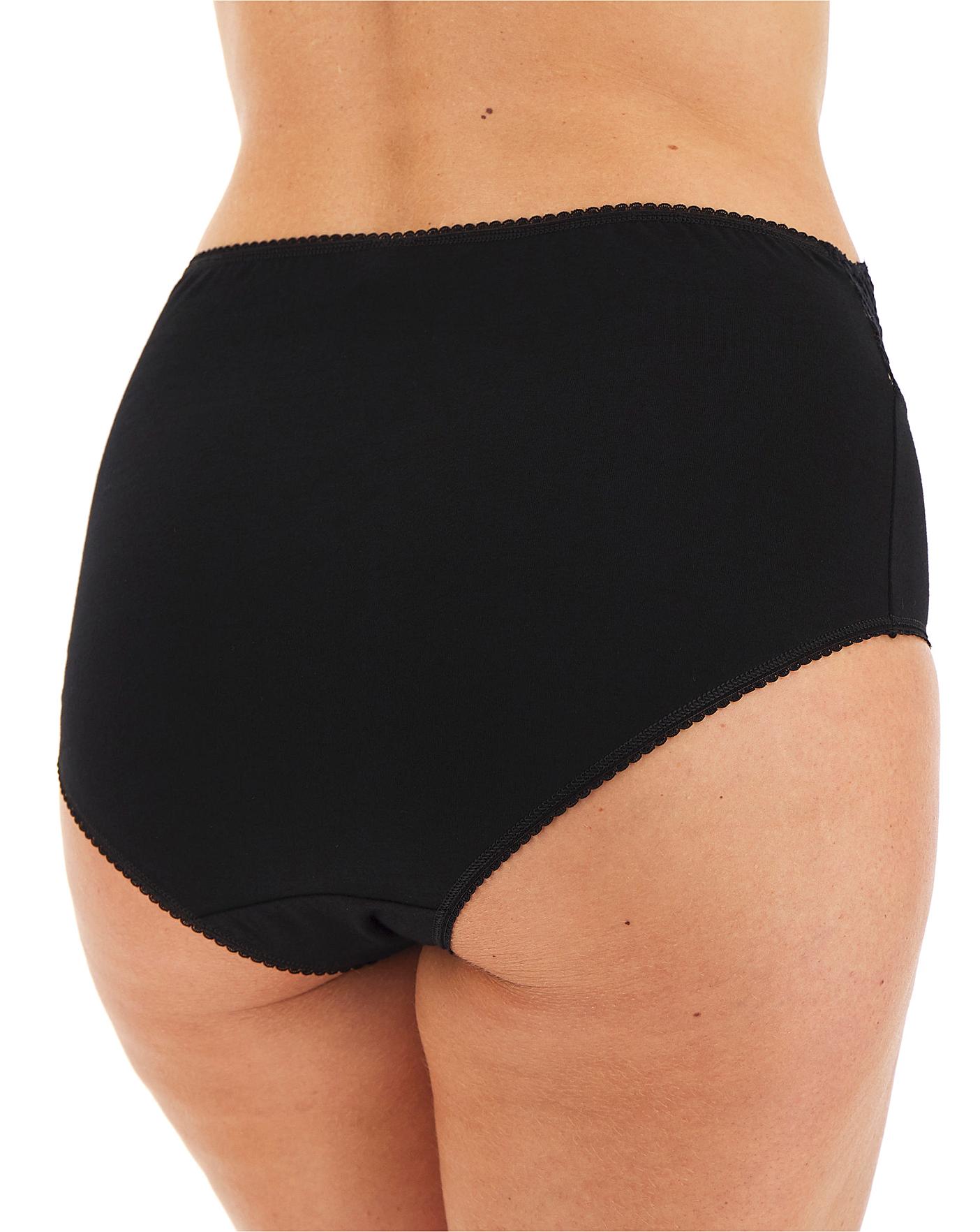  5 Pack Lace Top Full Fit Briefs| Black
