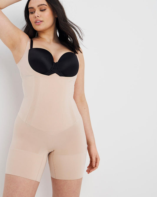  Spanx Oncore Medium Control Open Bust Thigh Body| SOFT NUDE