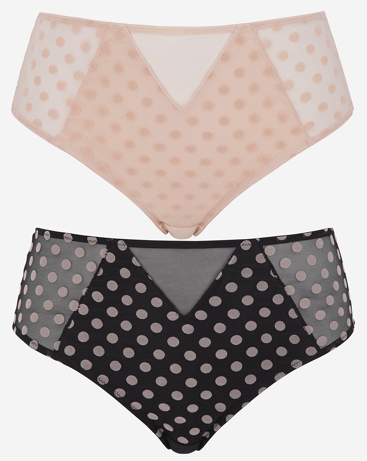  Pretty Secrets 2 Pack Everyday Hannah Spot Mesh Briefs| Black/Blush