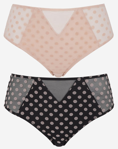  Pretty Secrets 2 Pack Everyday Hannah Spot Mesh Briefs| Black/Blush
