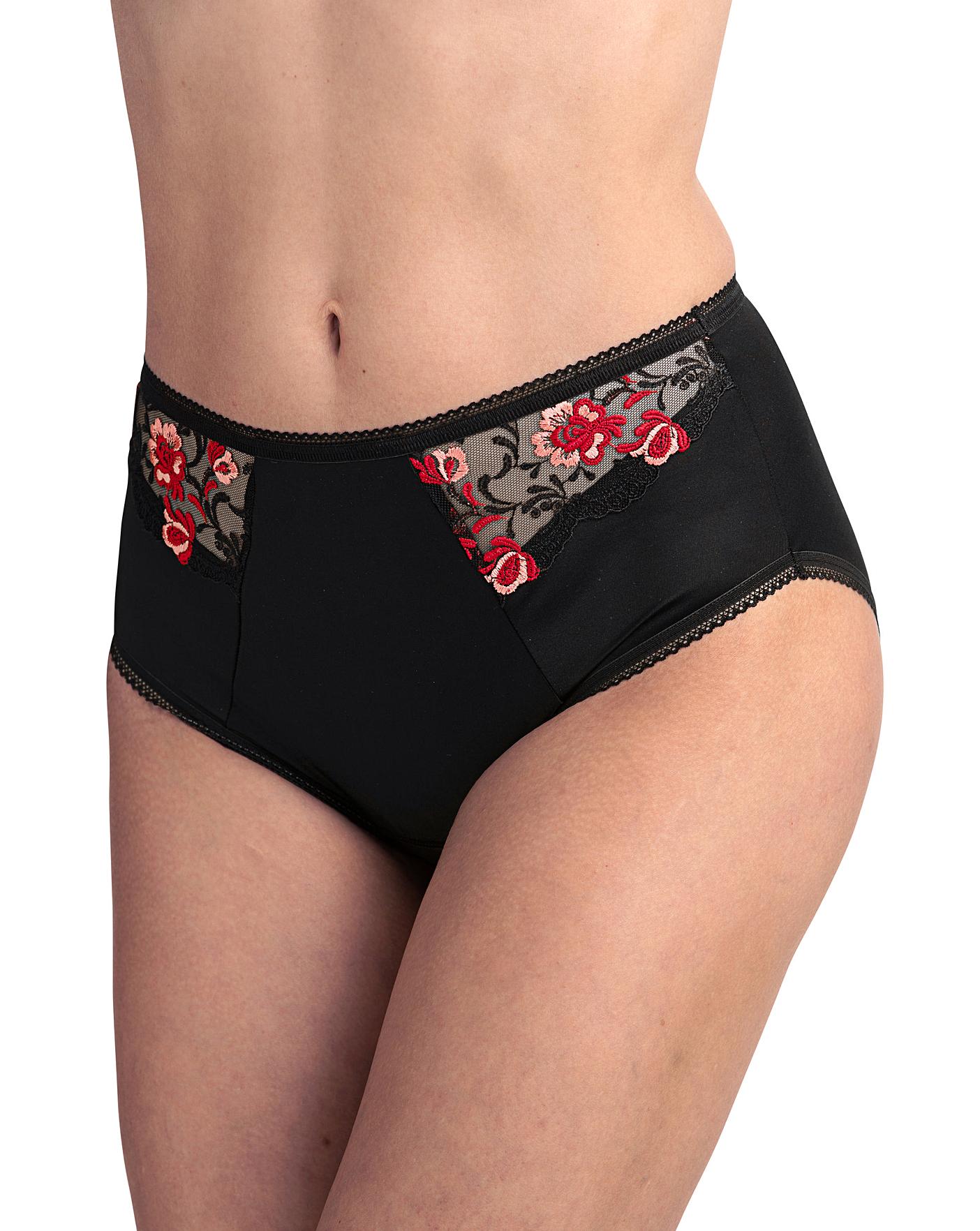  Miss Mary Of Sweden Shine Embroidered Briefs| Black