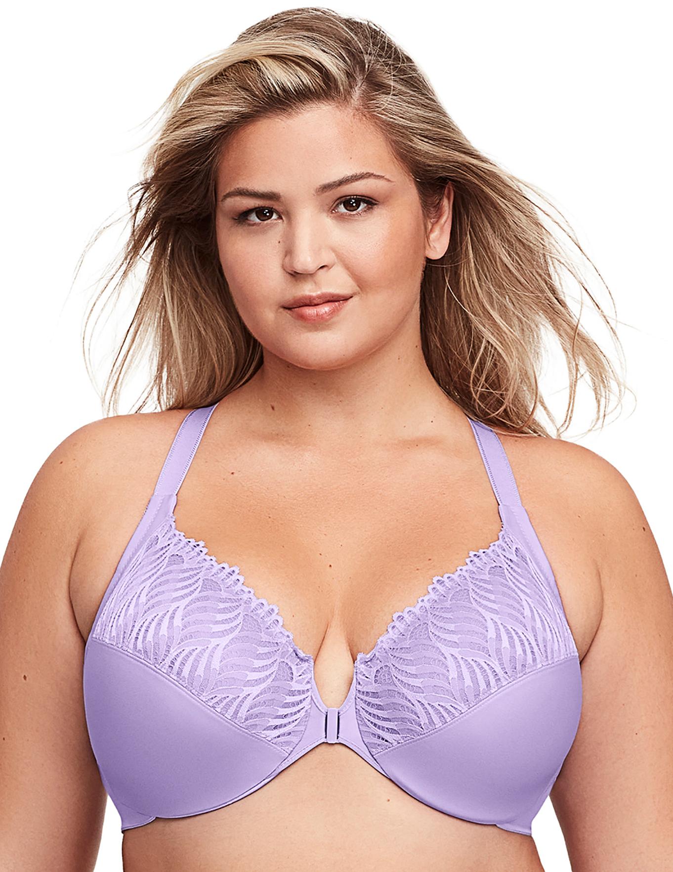  Glamorise Plus Size Front-Close T-Back WonderWire 1246| Soft Lilac