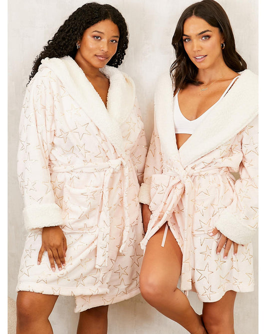  Jim Jam The Label Pink Foil Star Dressing Gown| Pink