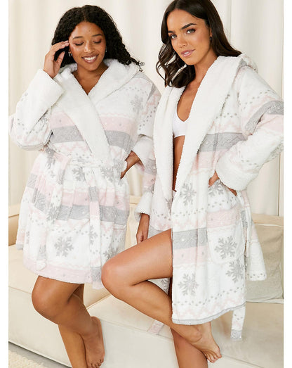  Jim Jam The Label Fairisle Dressing Gown| White