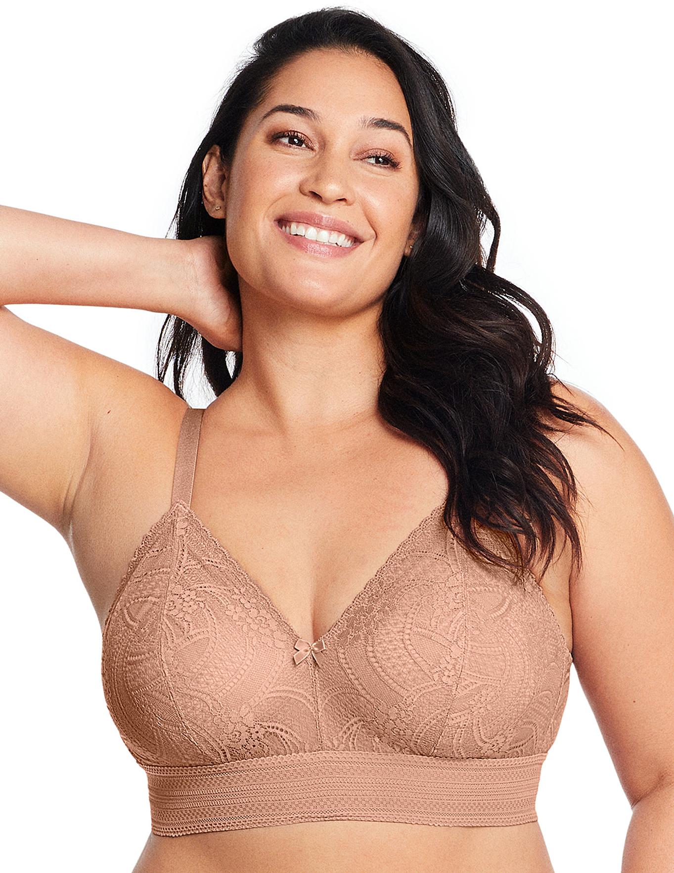  Glamorise Plus Size Luxe Lace Bralette 7012| Cappuccino