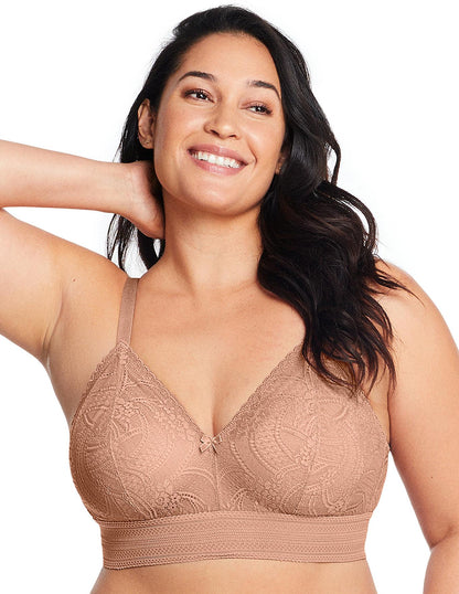  Glamorise Plus Size Luxe Lace Bralette 7012| Cappuccino