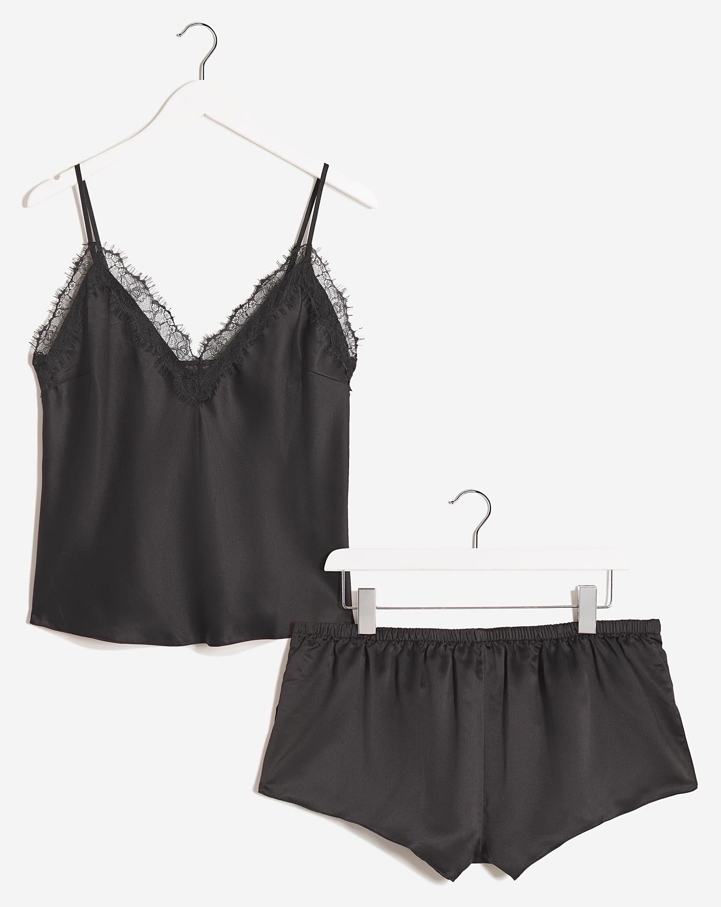  Ann Summers Cerise Satin Cami Set| Black