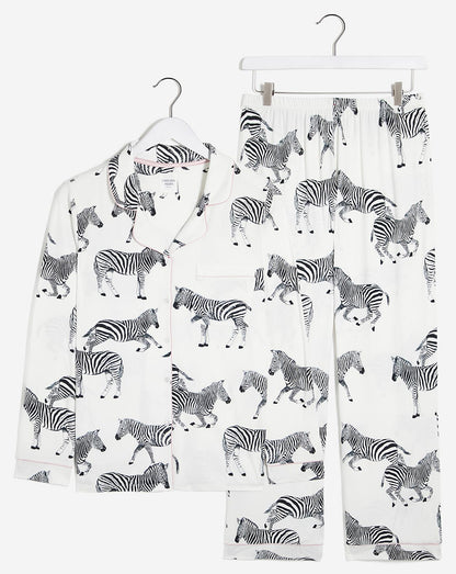  Chelsea Peers Jersey Zebra Print Button Up Pyjama Set| Zebra Print