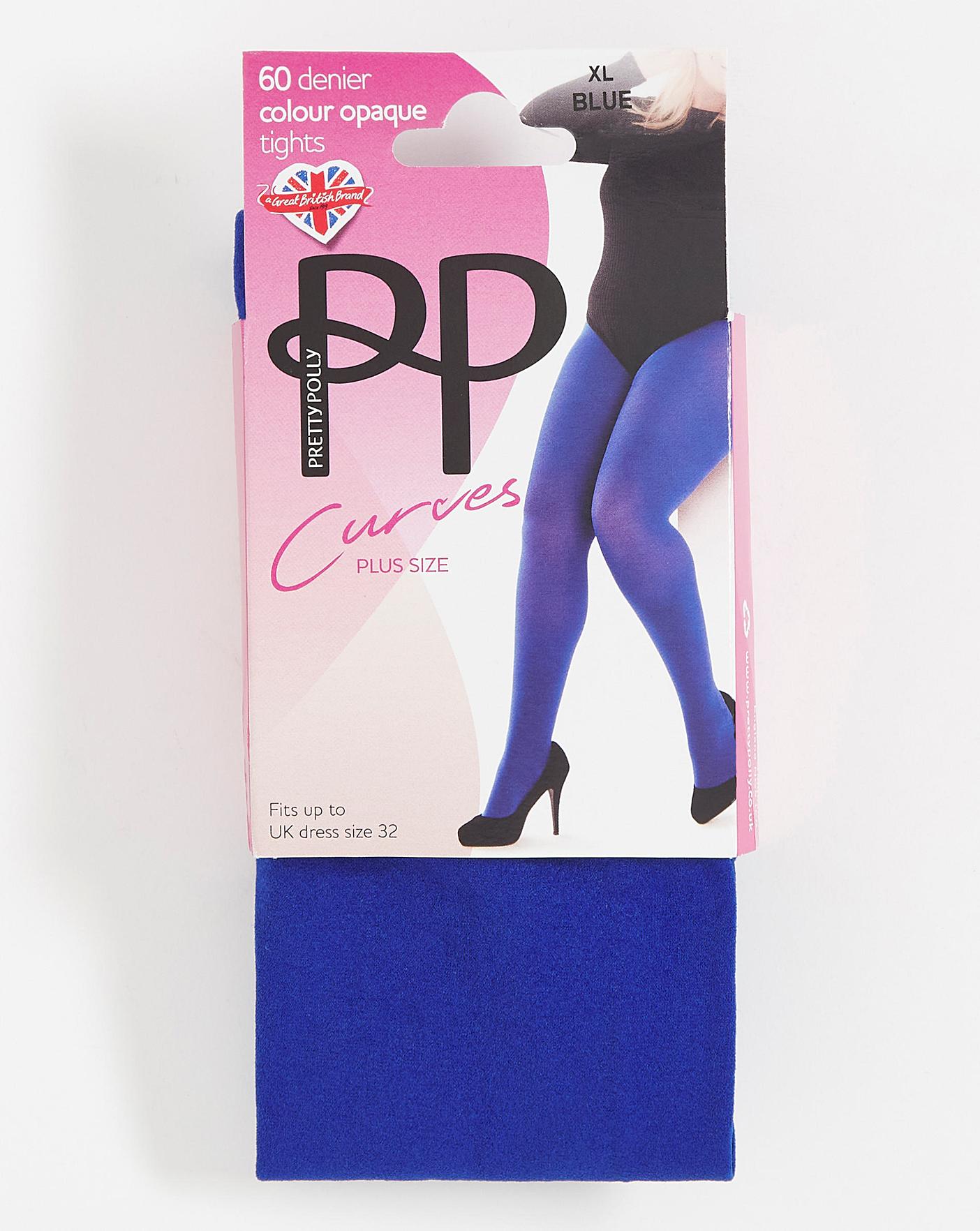  Pretty Polly Curves 60 Denier Plush Opaque Tights| Blue