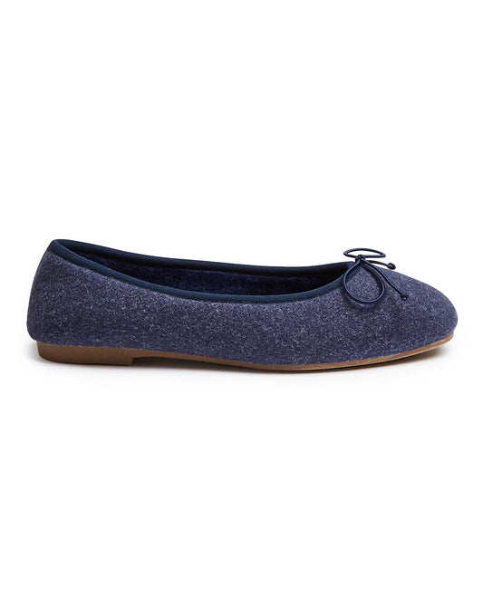  Felt Ballerina Slipper Wide E Fit| Width - E| Navy