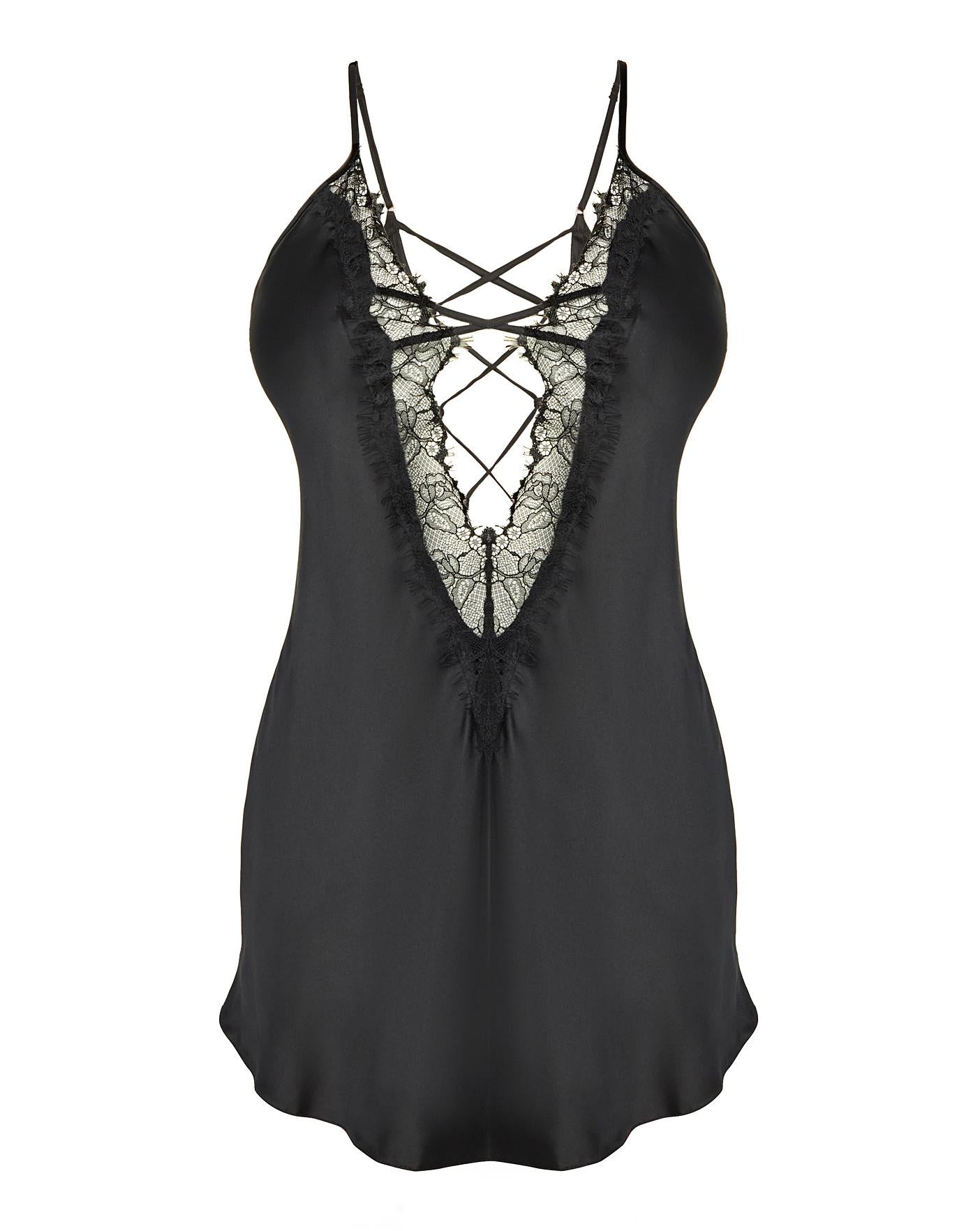  Ann Summers Cherryann Satin Chemise| Black