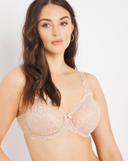  Playtex Flower Lace Full Cup Wired Bra| Nude