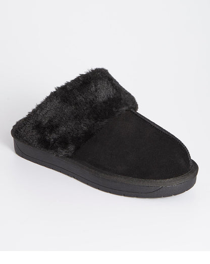 Simply Be Albz Suede Slippers Wide Simply Comfort| Black
