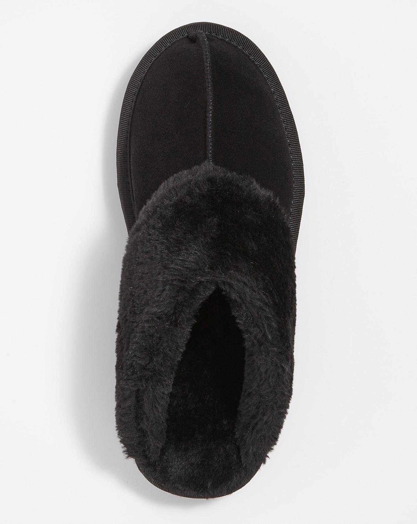 Simply Be Albz Suede Slippers Wide Simply Comfort| Black