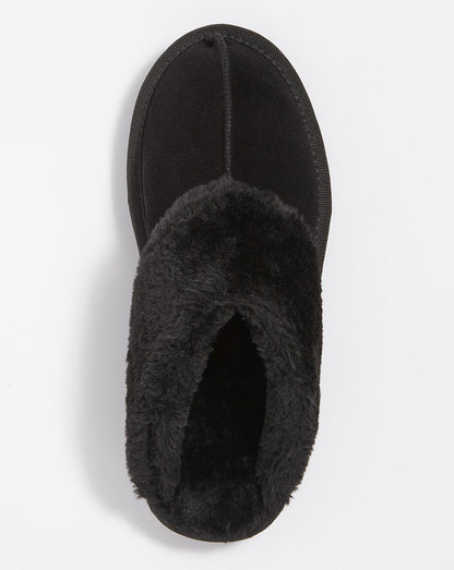 Simply Be Albz Suede Slippers Wide Simply Comfort| Black