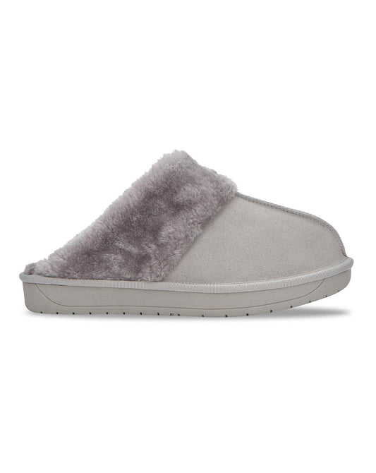 Simply Be Albz Suede Slippers Wide Simply Comfort| Grey