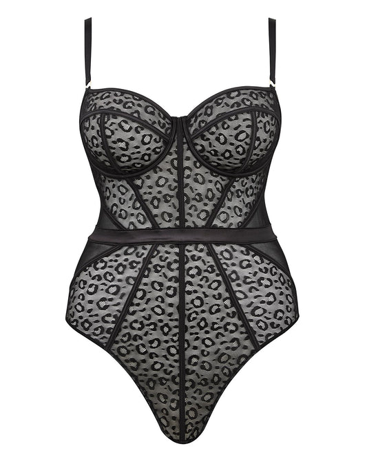  Figleaves Pimlico Underwired Balcony Body| Black Leopard