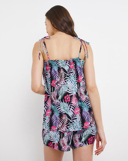  Pretty Secrets Shirred Top Pyjama Shortie Set| Palm Print